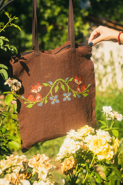 Cottage Foxes Tote Bag